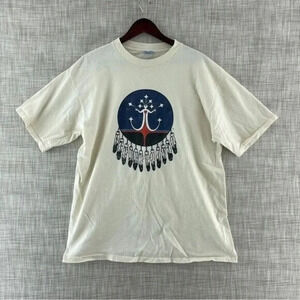 Vintage Native American Tribe Cream T-shirt single stitch All sport XL 9003/b